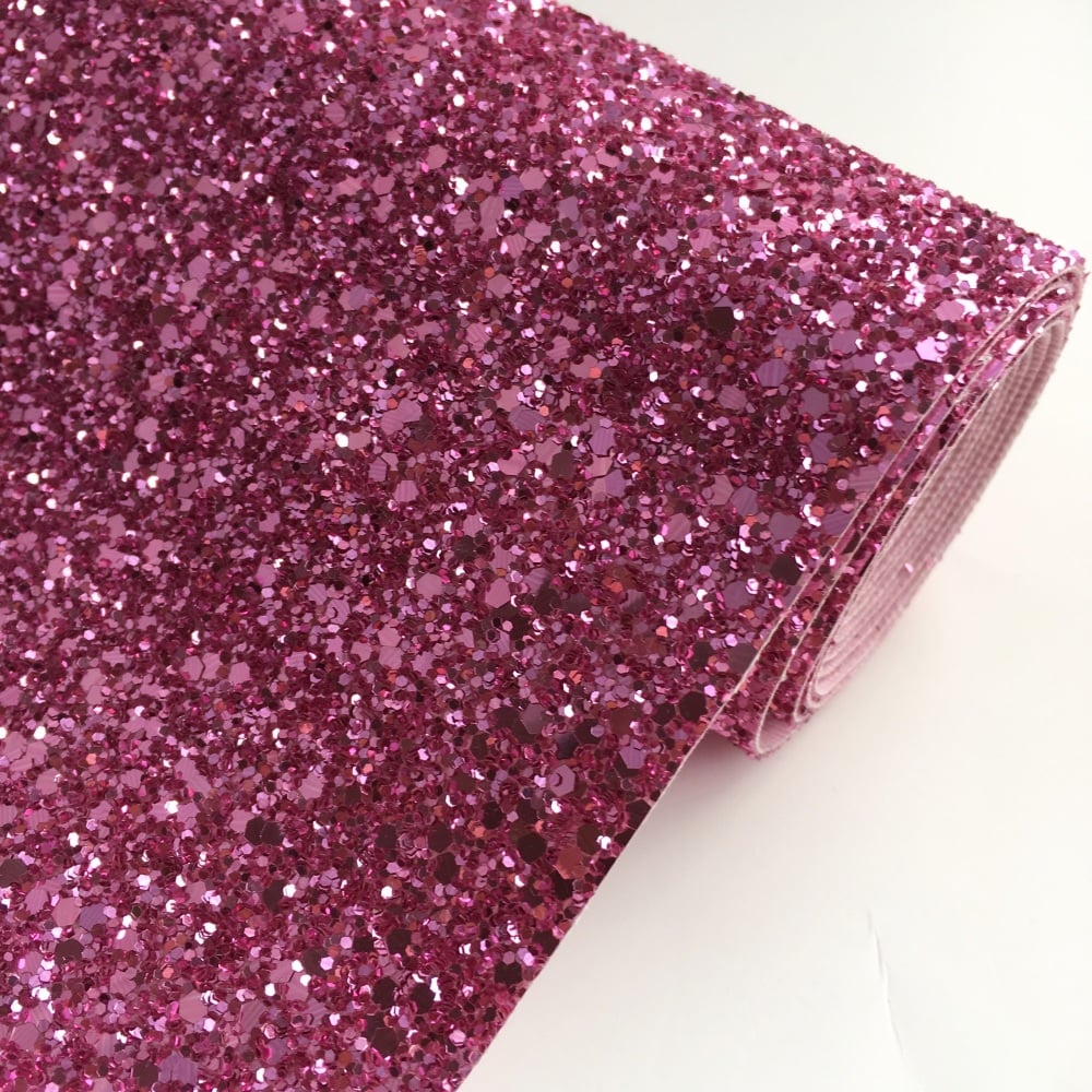 Premium Chunky Glitter Fabric - Rose Pink