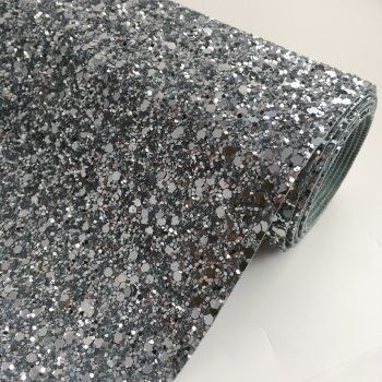 Premium Chunky Glitter Fabric - Silver