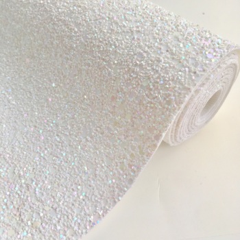 Premium Chunky Glitter Fabric - Rainbow White
