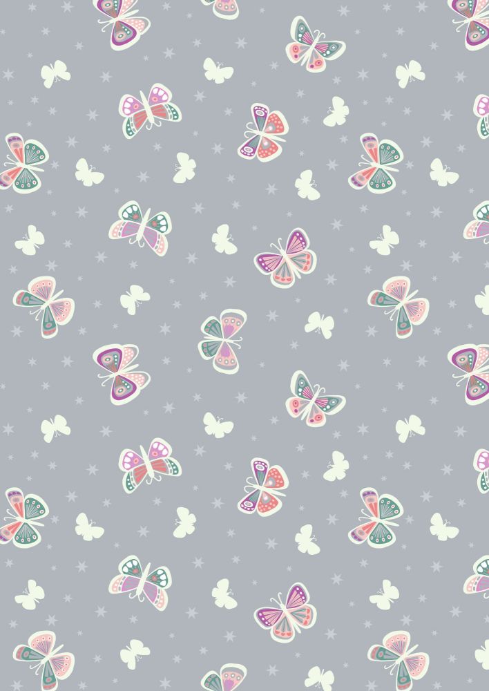 Lewis and Irene - Fairy Nights - Butterflies on Grey - Glow in the Dark