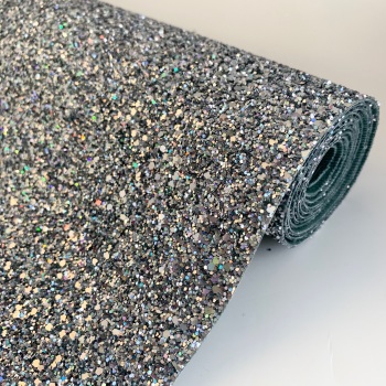 Premium Chunky Glitter Fabric - Holographic Silver