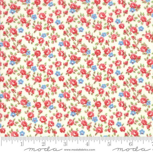 Moda Fabrics - Good Times - Small Floral Cream and Red