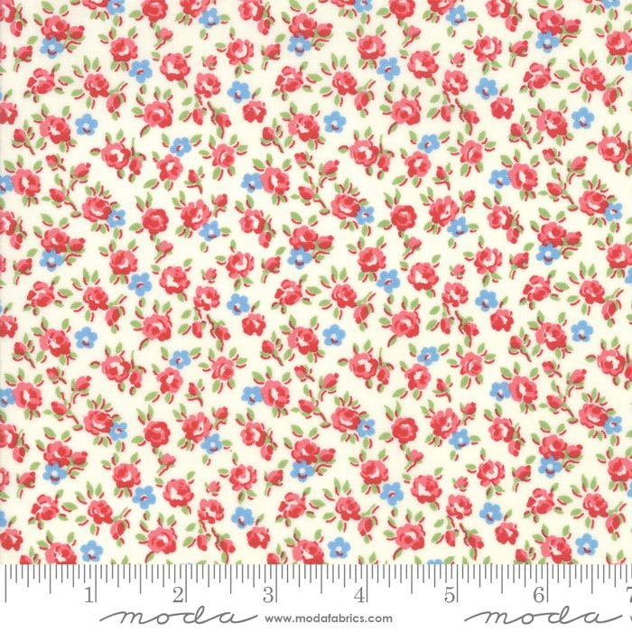 Moda Fabrics - Good Times - Small Floral Cream and Red