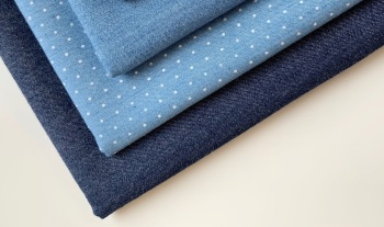 Denim - Felt Backed Fabric - Plain and Polka Dot