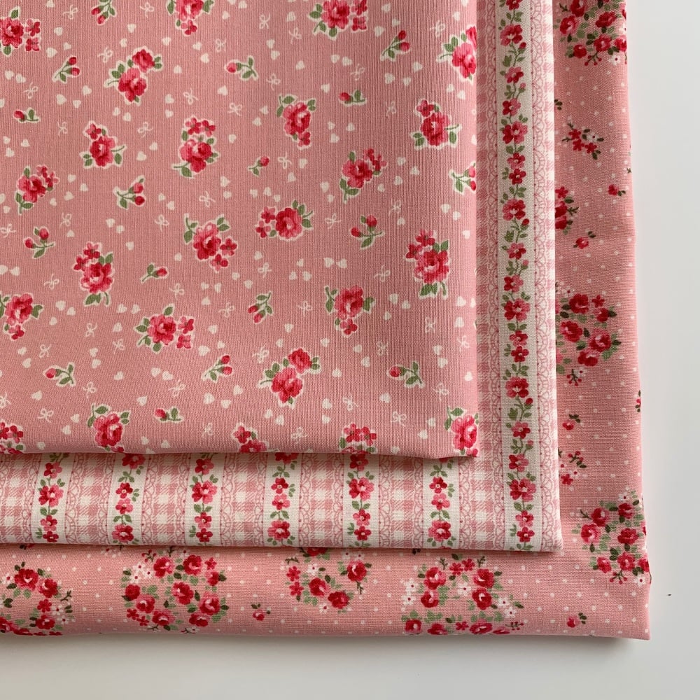 Sevenberry - Lovely Flower Pink Floral - Felt Backed Fabric