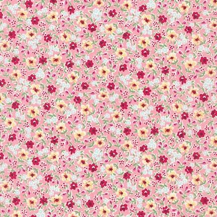 Sevenberry - Petite Garden Posies Pink Floral - Felt Backed Fabric