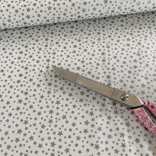 Poppy Europe Fabrics - Little Star - Pale Grey Metallic