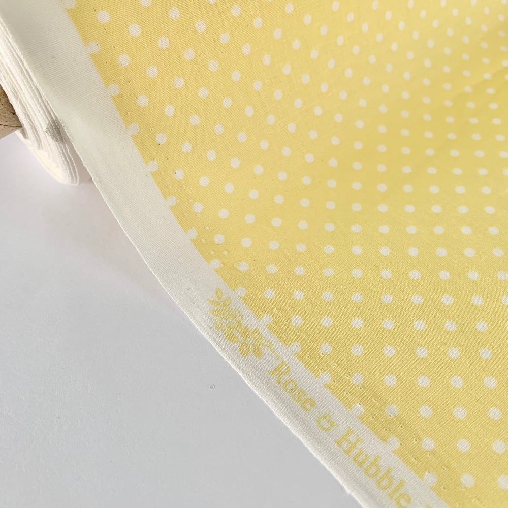 Rose and Hubble Fabrics - 100% Cotton Poplin  3mm Spots Polka Dot Lemon