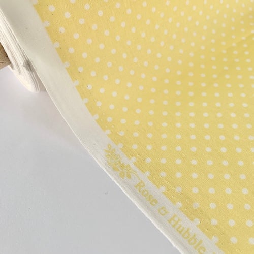 Rose and Hubble Fabrics - 100% Cotton Poplin 3mm Spots Polka Dot Lemon
