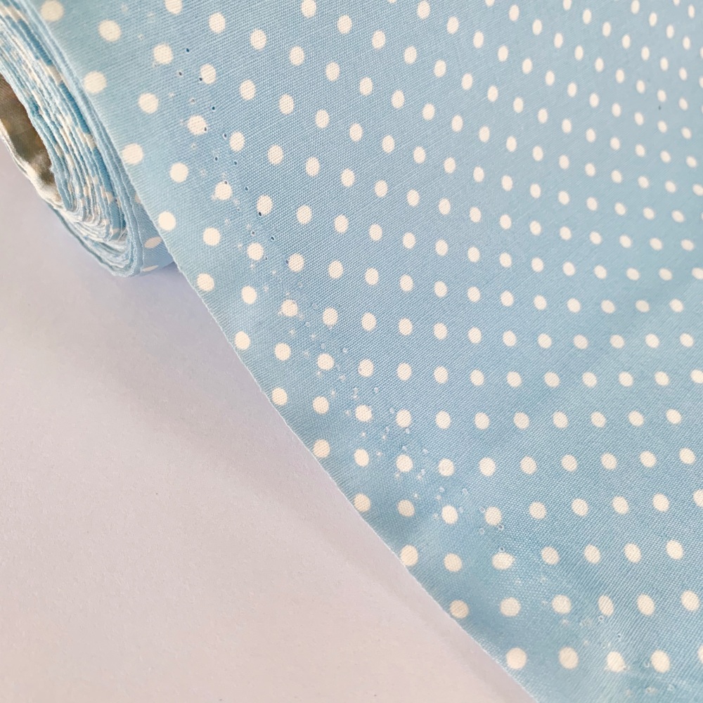 Rose and Hubble Fabrics - 100% Cotton Poplin  3mm Spots Polka Dot Powder Blue