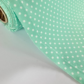 Rose and Hubble Fabrics - 100% Cotton Poplin  3mm Spots Polka Dot Pastel Green