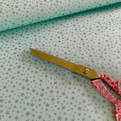 Poppy Europe Fabrics - Little Star - Mint Metallic