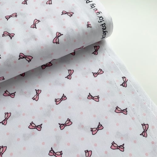 Poppy Europe Fabrics - Sweet Bow - White