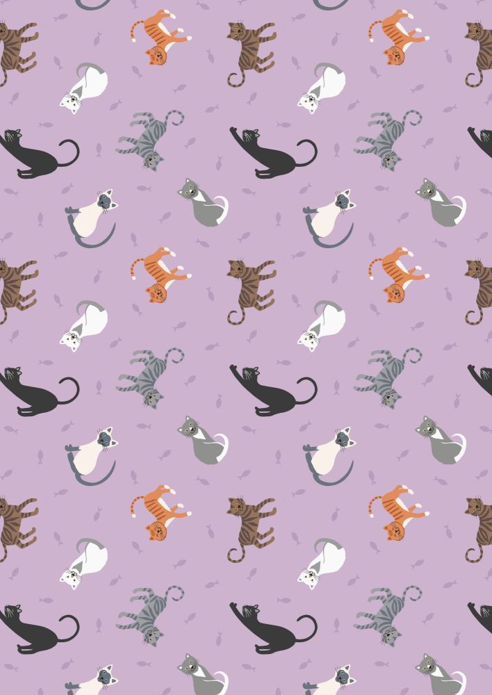Lewis and Irene - Small Things Pets - Cats on Warm Lilac