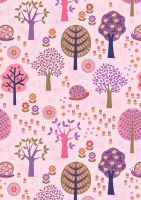 Lewis and Irene - Flower Child -  Groovy Forest on Pink