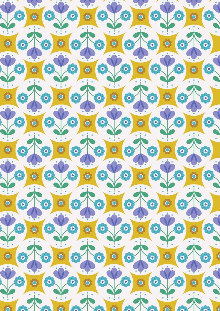 Lewis and Irene - Flower Child - Fab Floral Circles on Yellow