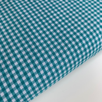 100% Yarn Dyed Cotton 1/8" Gingham - Teal
