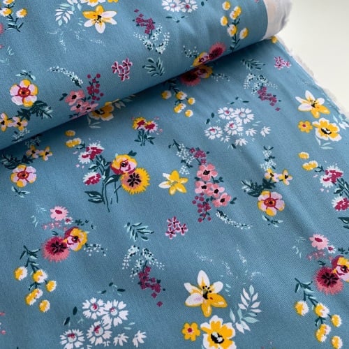 Poppy Europe Fabrics - Flowery - Blue