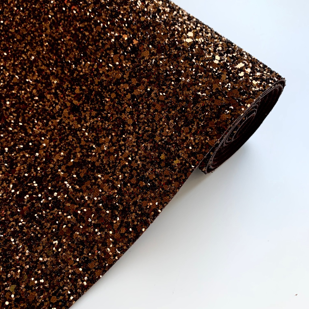 Premium Chunky Glitter Fabric - Bronze