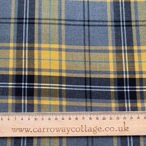 Tartan - Grey and Mustard - Felt Backed Fabric