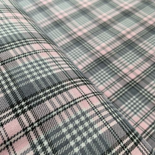 Polyviscose Tartan - Grey and Pink Small Check
