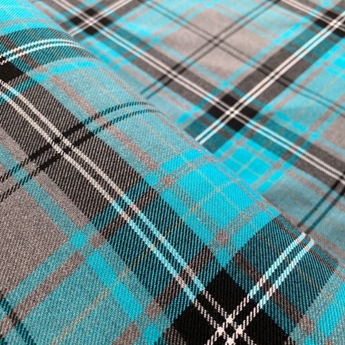 Polyviscose Tartan - Grey and Blue Plaid