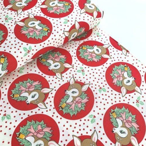 Moda Fabrics - Deer Christmas - Polka Dot Deer Red