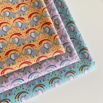 Lewis and Irene - Rainbows - Rainbow Elephants - Felt Backed Fabric