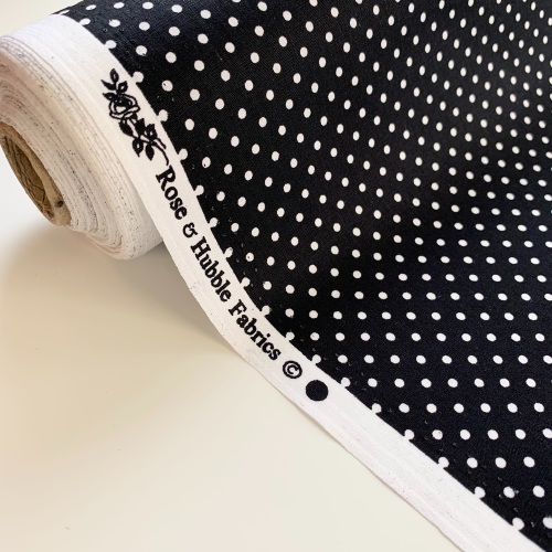Rose and Hubble Fabrics - 100% Cotton Poplin 3mm Spots Polka Dot Black