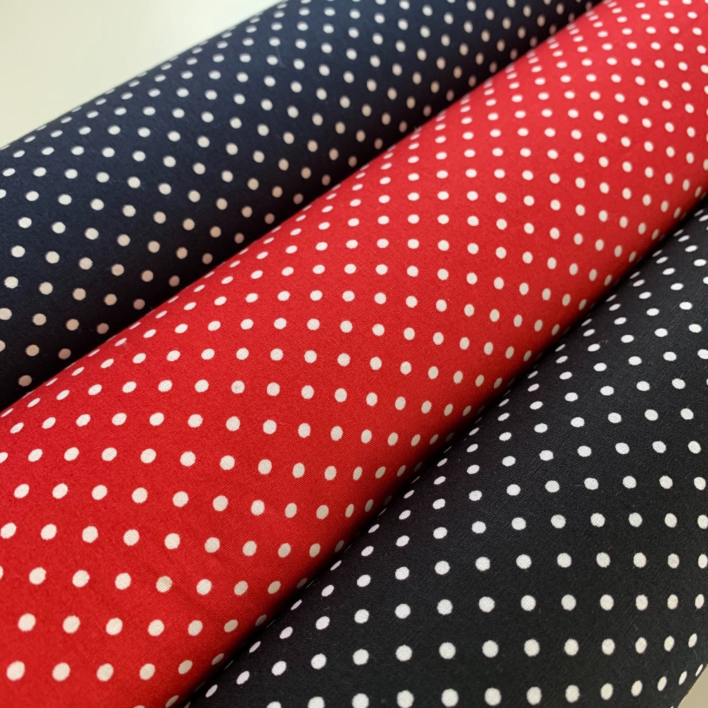 Rose and Hubble - 3mm Polka Dot Spot - Felt Backed Fabric - Red, Navy or Bl