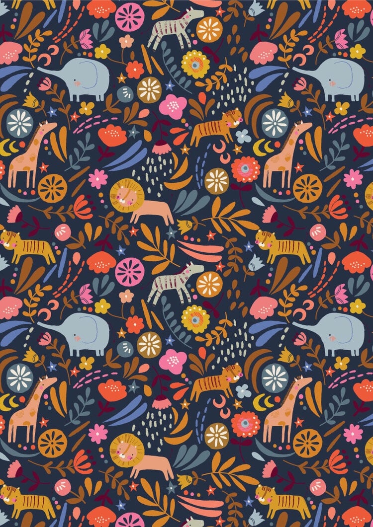 Meadow Safari Needlecord Corduroy Dashwood Studio - Navy Safari