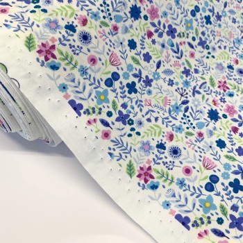 Rose and Hubble Fabrics - 100% Cotton Poplin All the Flowers Blue