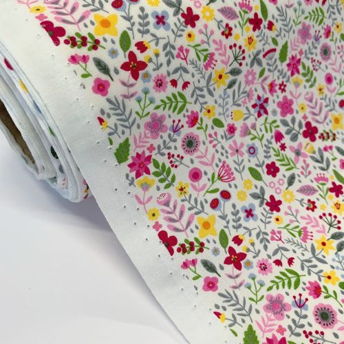 Rose and Hubble Fabrics - 100% Cotton Poplin All the Flowers Pink