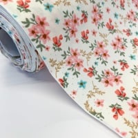 Rose and Hubble Fabrics - 100% Cotton Poplin Blooms  Coral