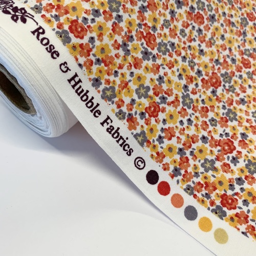 Rose and Hubble Fabrics - 100% Cotton Poplin Ditsy Floral Gold