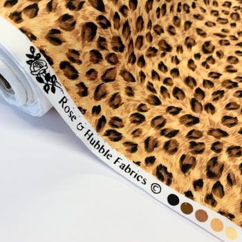 Rose and Hubble Fabrics - 100% Cotton Poplin Leopard Tan