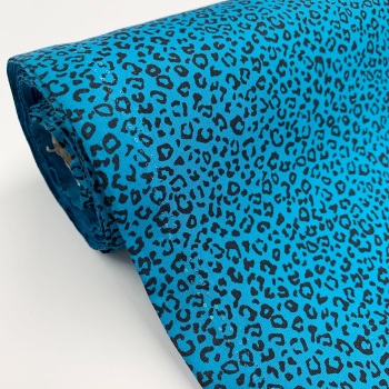 Rose and Hubble Fabrics - 100% Cotton Poplin Leopard Animal Print Teal