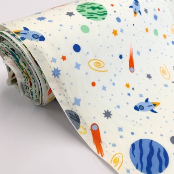Rose and Hubble Fabrics - 100% Cotton Poplin Ivory Space