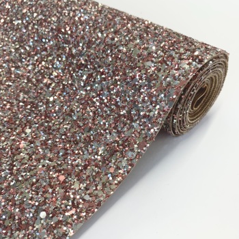 Premium Chunky Glitter Fabric - Silver Sands