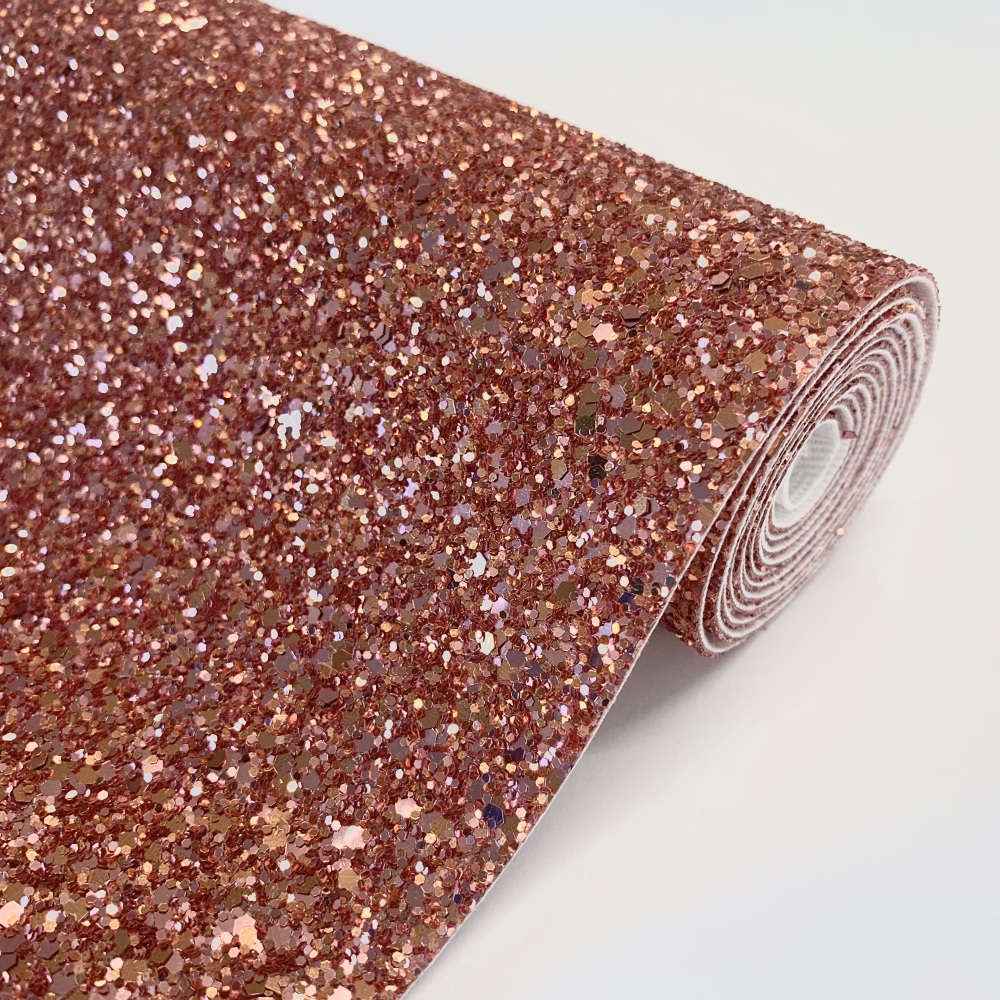 Premium Chunky Glitter Fabric - Rosey Copper 