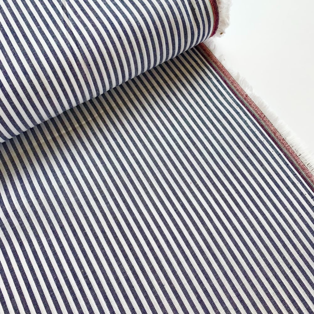 100% Yarn Dyed Cotton Stripe - Navy