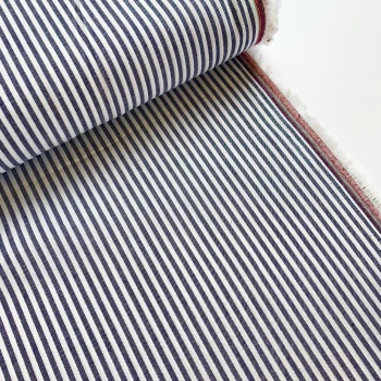 100% Yarn Dyed Cotton 3mm Stripe - Navy