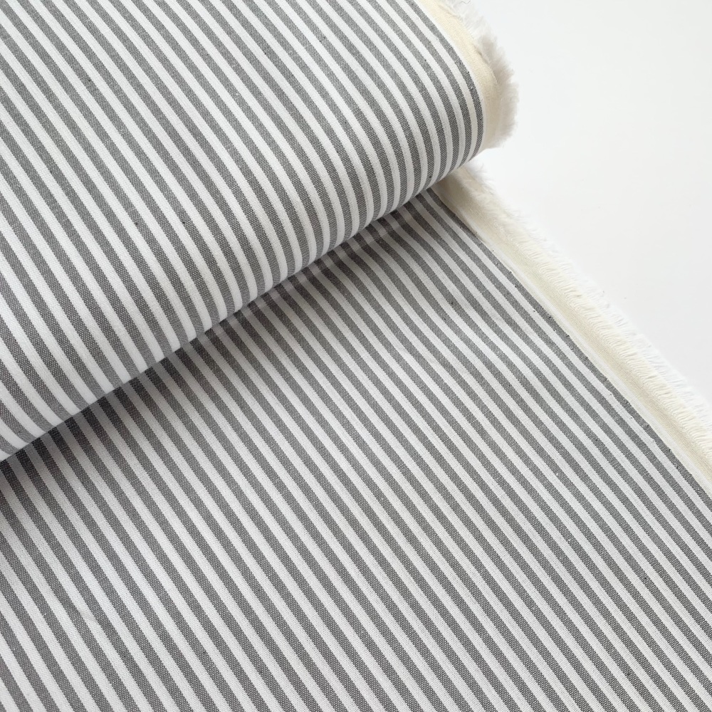 100% Yarn Dyed Cotton Stripe - Grey