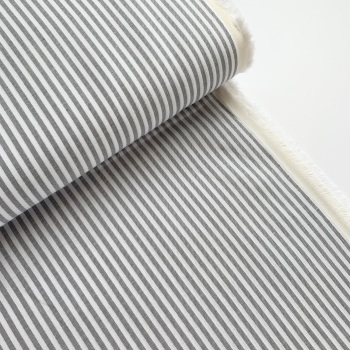 100% Yarn Dyed Cotton 3mm Stripe - Grey
