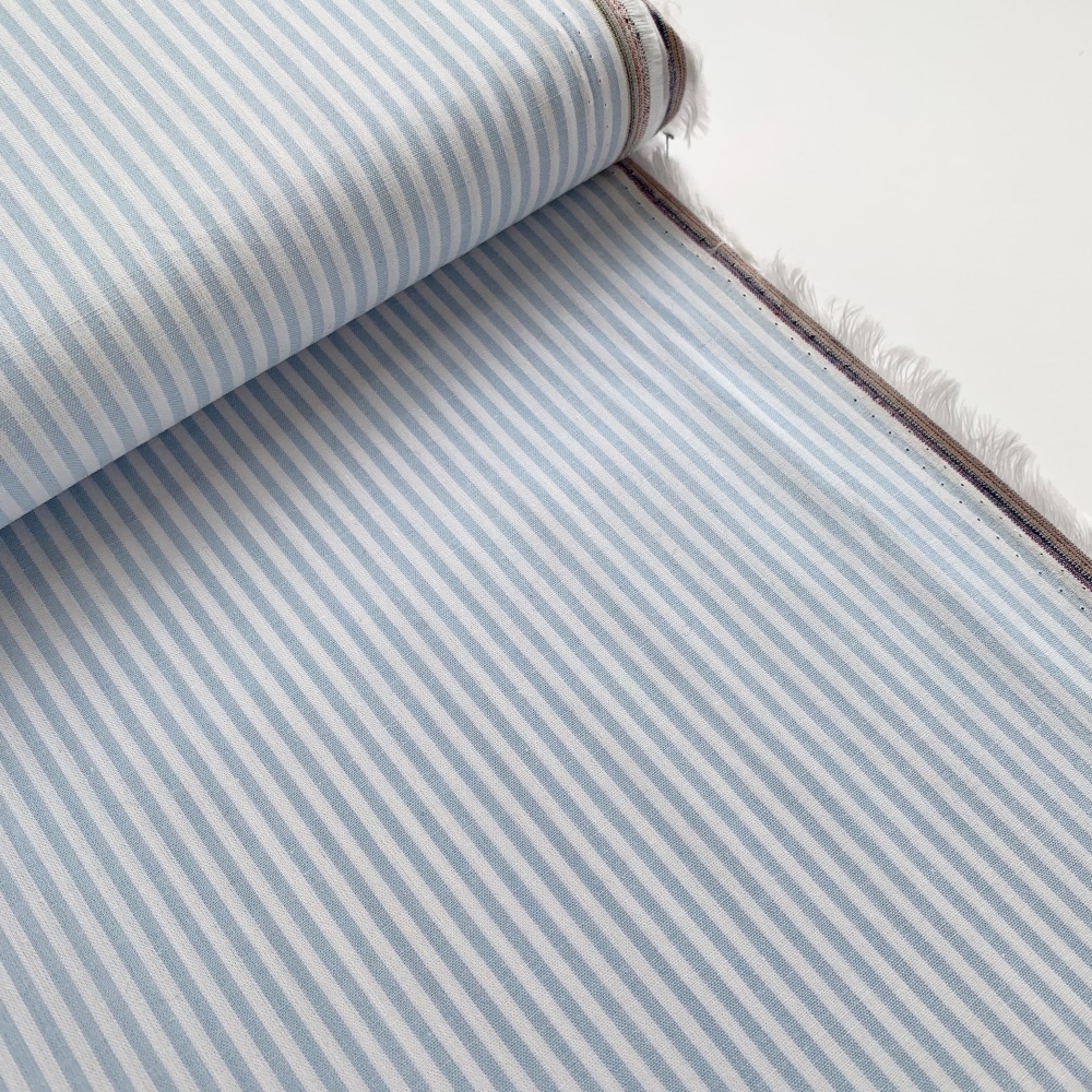 100% Yarn Dyed Cotton Stripe - Baby Blue