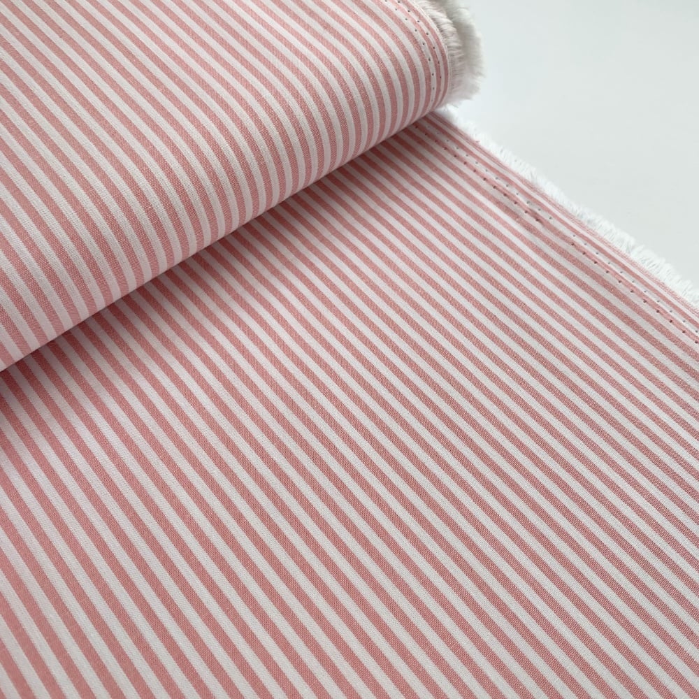 100% Yarn Dyed Cotton Stripe - Rose Pink