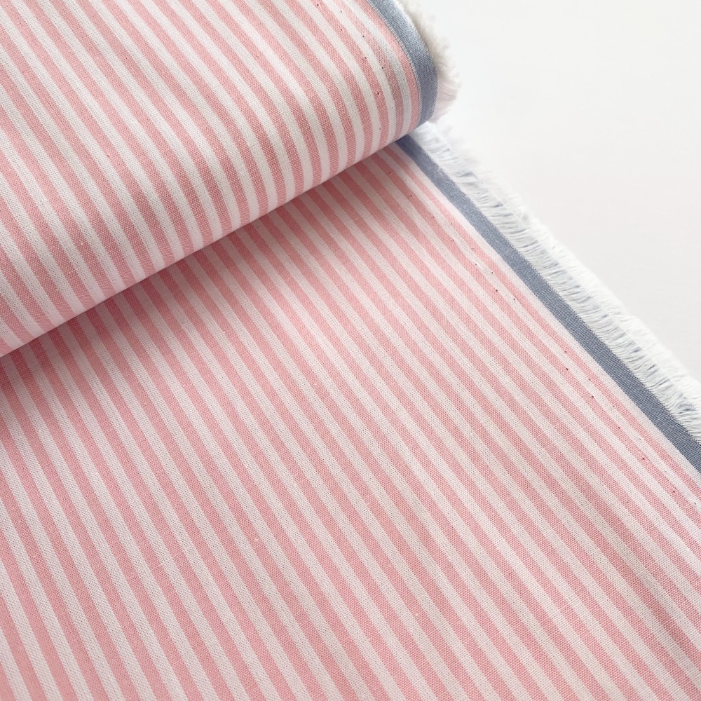 100% Yarn Dyed Cotton Stripe - Baby Pink