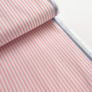100% Yarn Dyed Cotton 3mm Stripe - Baby Pink