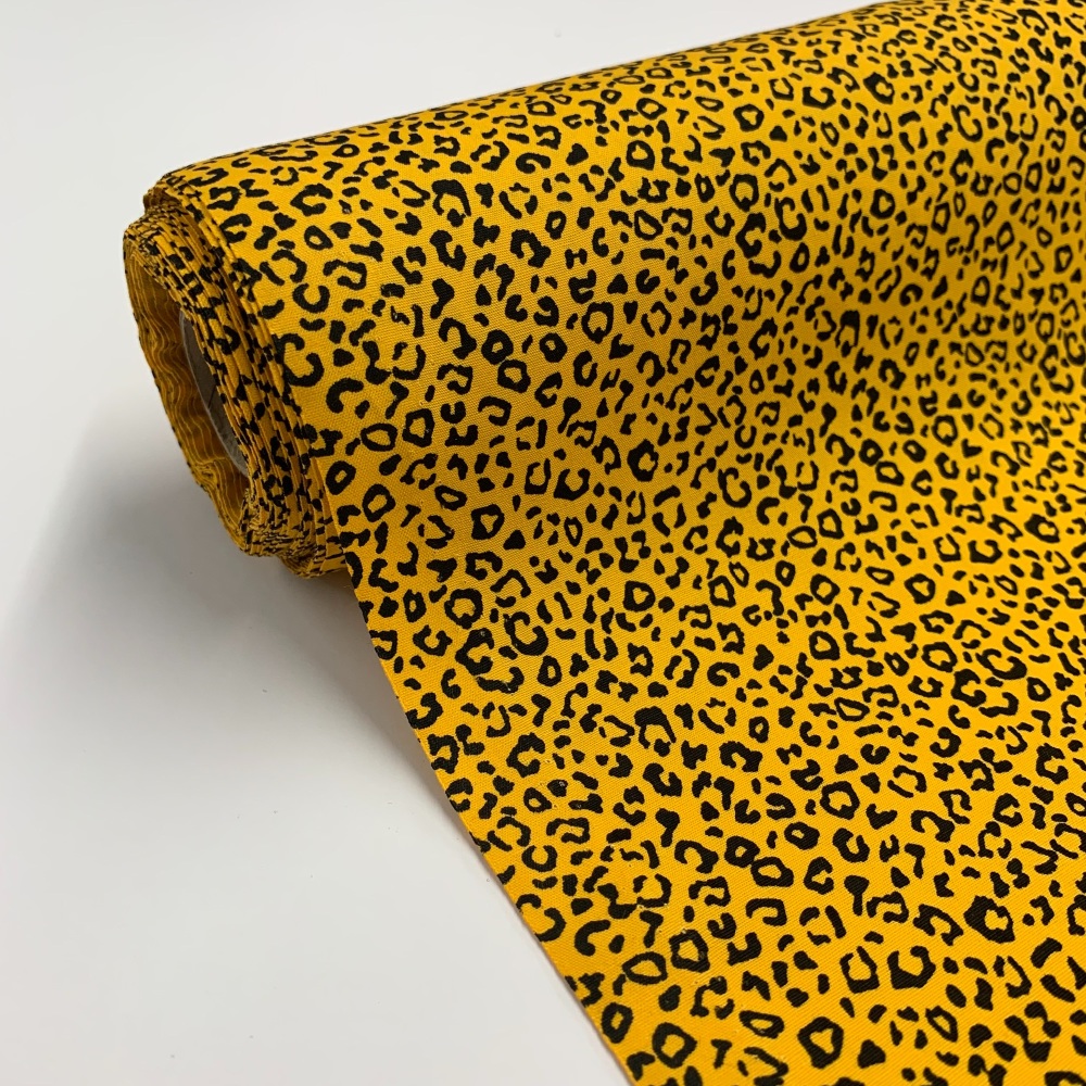 Rose and Hubble Fabrics - 100% Cotton Poplin Leopard Animal Print Gold