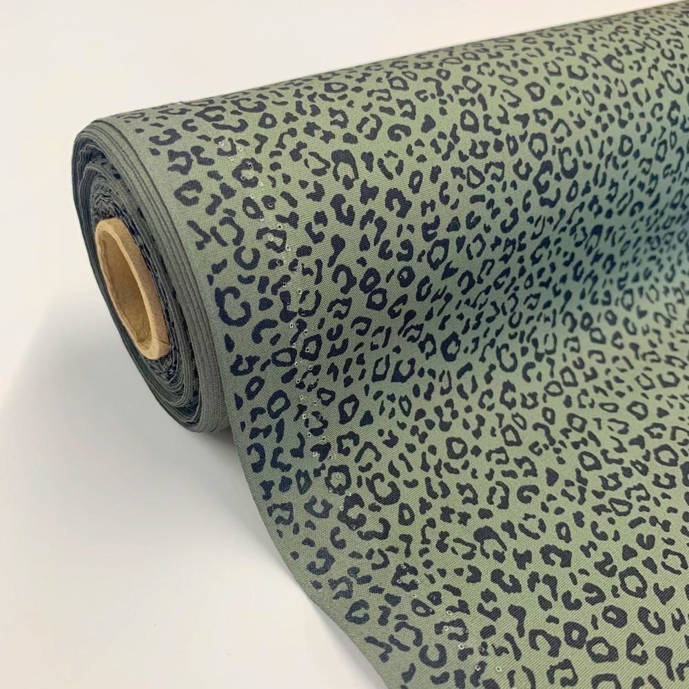 Rose and Hubble Fabrics - 100% Cotton Poplin Leopard Animal Print Khaki